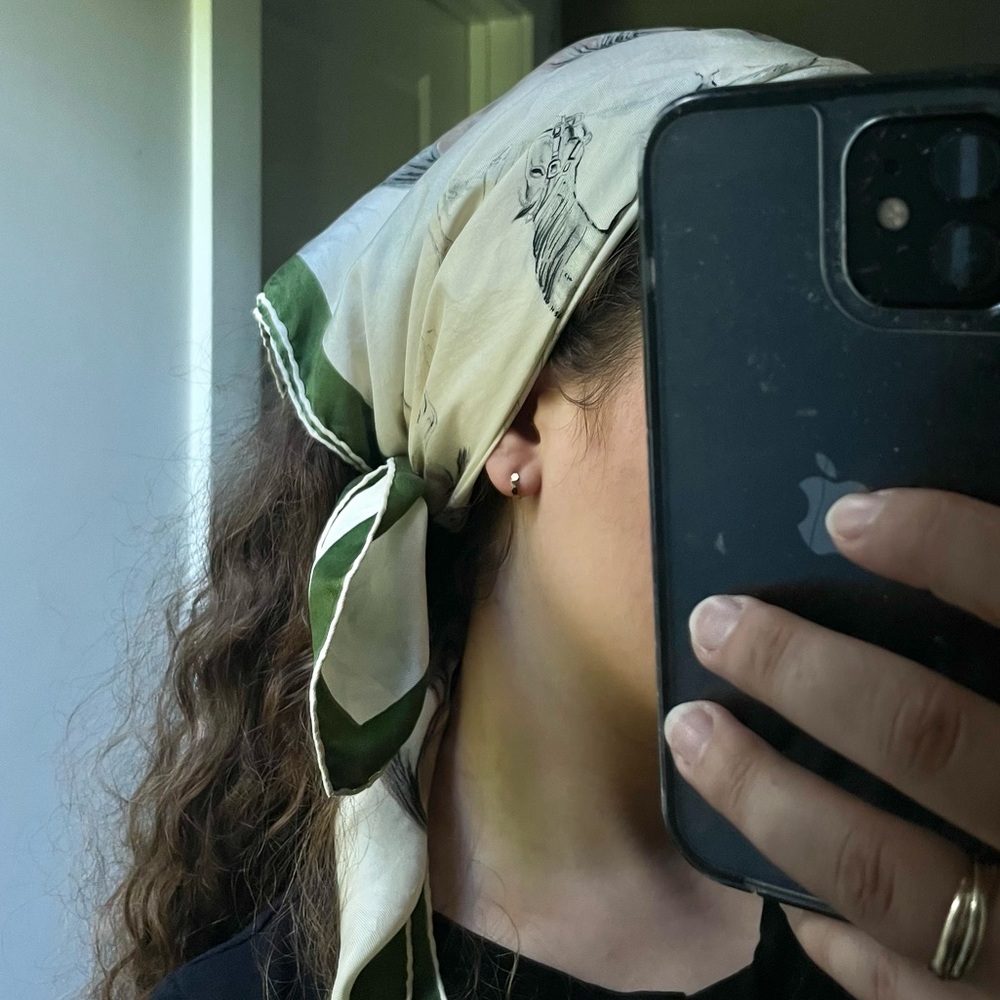 Kreier Vintage Silk Scarf With Horse Pattern One Size Hair-scarf Purse Accessory